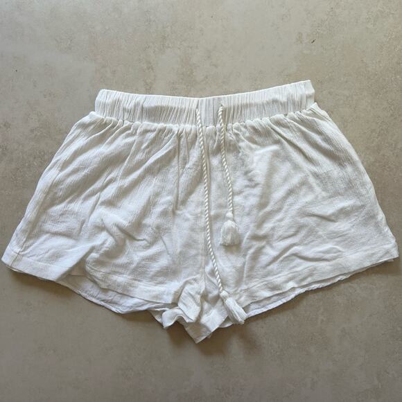 Showpo White Tassel Drawstring Lined Shorts Size 4 - Picture 1 of 6